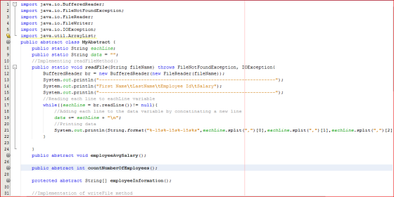 11 9 import java.io.BufferedReader; import java.io.FileNotFoundException; import java.io.FileReader; import java.io.FileWrite