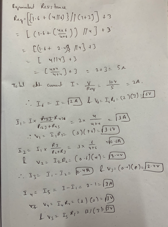 Reg Equivalent. Resistance Rey[1.6+ (4 110) } // (1+33) +3 = [ (1.6+ ( uto )) 114] + 3 = [(1.6+ 2.488 114] +3 - [ 41143 +3 2