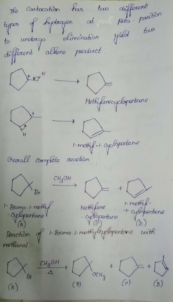 The Coabocation has two types of hydrogen at to undergo dimination different allone product. different pela - pasit wild luo