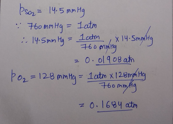 bson = 14.5 mm Hg : 760 mmHg = katm i. 14.5 mm Hg = 2 month = atm ; x 14.5mming 760 mming 20.01908 ath PO₂ = 128 mm Hg = 1 at