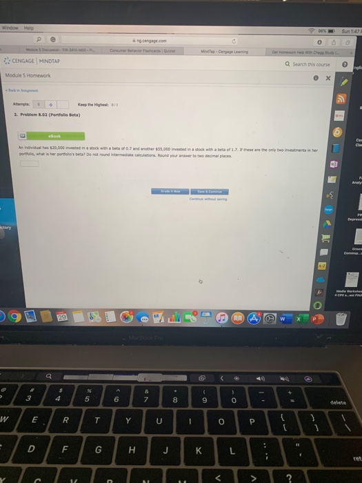 CENGAGE MINDTAP Search this course Mods Homework ох A didas 20.000 we wth Do what is her portfolios betale tundm and other $