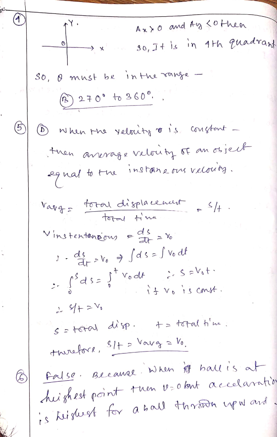 then anerage 4 Y Axxo and Aytothea so, It is in 4th quadrant 0 so, o must be in the range 270° to 360 5 When the relocity to