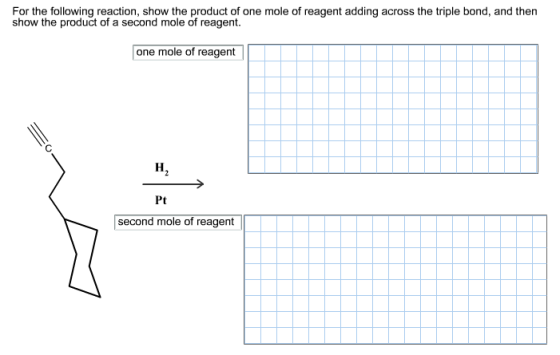 For the following reaction, show the product of on