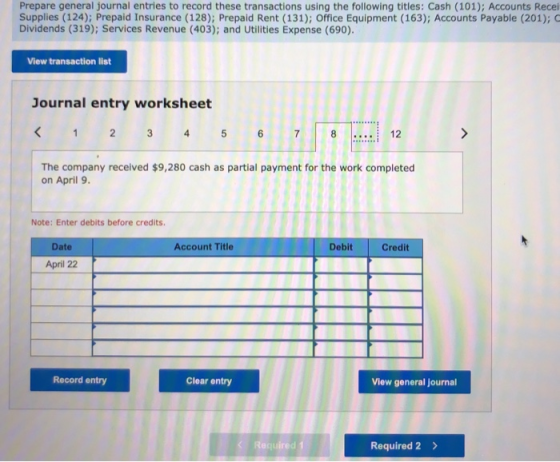 Prepare general journal entries to record these transactions using the following titles: Cash (101); Accounts Recei Supplies