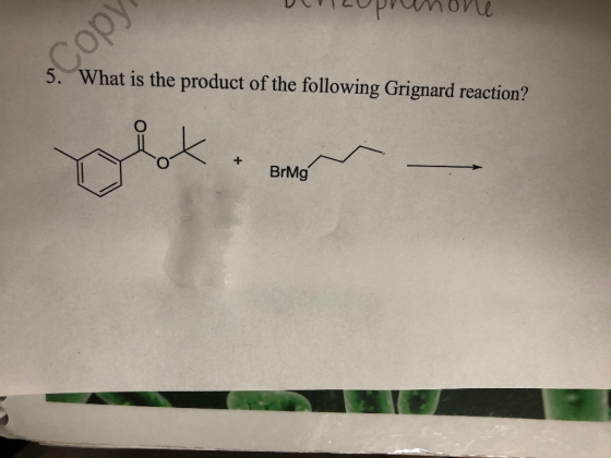Copy 5. What is the product of the following Grignard reaction? BrMg