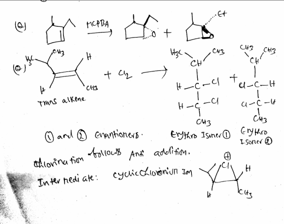 F + Ay CH3 d-C-H Trans alkene 7 Li HC H- -u CH3 Erythro Isoner 1 a-c-1 . Cha Erythro I soner @ ☺ and 0 Enantioners. thlorinat