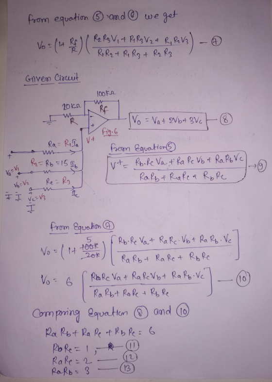 from equation ② and ③ we get Vo = (14 R ) ( Re RBV + R R S V2 4 R, RV R R2 + Rp Rg + R2 R3 Given Circuit looka 20kr R + V+ Ra