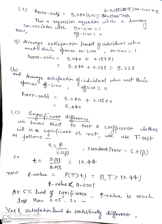 U Marr-saty. +0.188.018 on-line to harr-satig = 5.040 (0.011) onting to This a regression equation with a dummy co-variates w