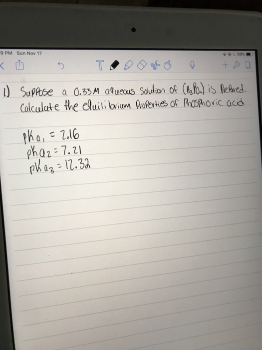 9 PM Sun Nov 17 1) Suppose a 0.33m aqueous solution of CH3 Pou) is prepared. Calculate the eluilibrium Properties of Phosphor