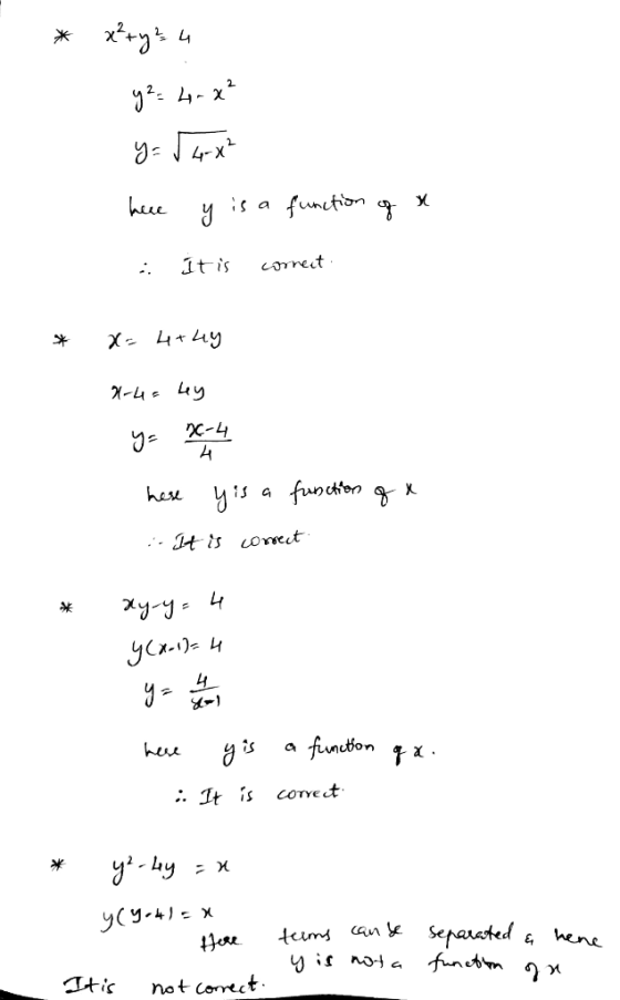 * x²-yž u y = 4 + x² ya Гrx- here y is a function x १ . It is cornet * x= 4+44 2-4= key 9? 2c-4 4 here y is a function of a -