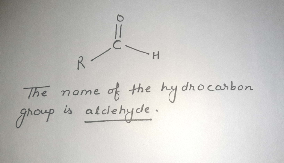 R The name o the dhocarbon aldehyde is oup I