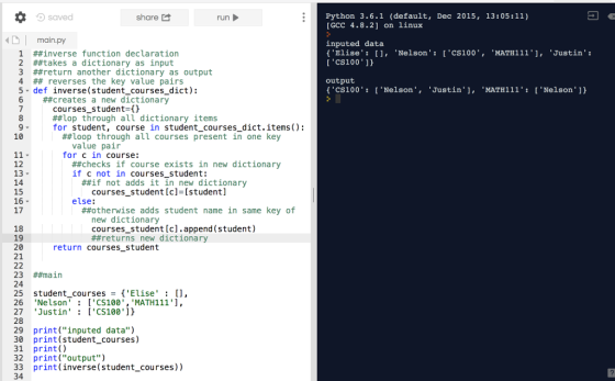 saved Python 3.6.1 (default, Dec 2015, 13:05:11) [GCC 4.8.2] on linux shareは run main.py ##inverse function declaration ##tak