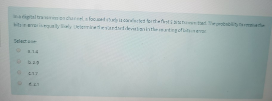 In a digital transmission channel, a focused study is conducted for the first 5 bits transmitted. The probability to receive