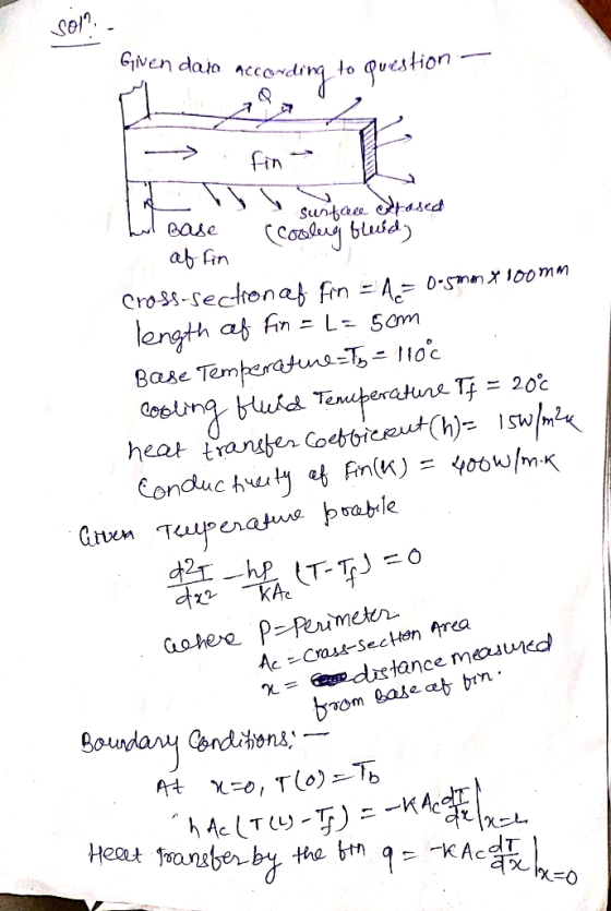 Ver Given dajo according to Question ГТ \\ \, идеа hard Base C coolela bruid) affin cross-sectionaf fin - A=0.5mm x 100mm len