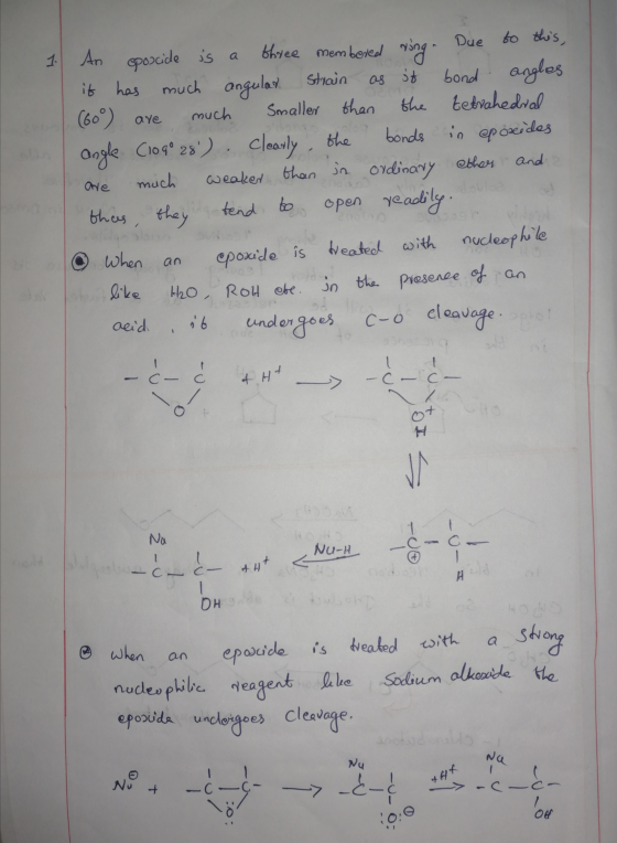 1. An oposcide is a three membered ving. Due to this, it has much angular. Strain as it bond angles (60°) are much smaller th