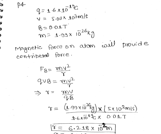 p4- pouid e Magnetic force on atm cestipete force Fev g/8
