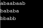 abaabaab bababa bbabb