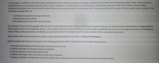 In this paper, in addition to presenting the computed answers, please also discuss how you arrived at each answer the account