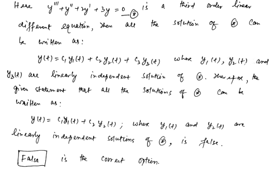 a third =0 all solution of as: Here y + try + 3y is orolez linear the 0 con different equation, then be wnten y (4) = 6,