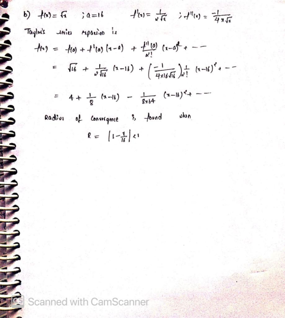 b) trade fa ;Q=16 tha= uta ;f(a) = Dave Taylors series espanion is to = tol + +ta) (2-a) + {0) (-agte -- e Tiro + a thin