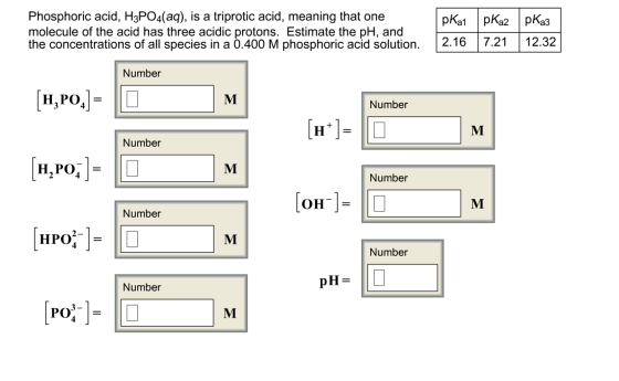 Phosphoric acid, H_3PO_4(ag), is a triprotic acid,