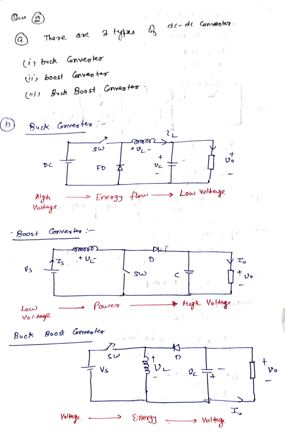 Ow la de-de Conveoter. 3 There are types of a) (ig buck Converter (ii, boost Connester (hi, Buck Boost Converter b Buck Conve