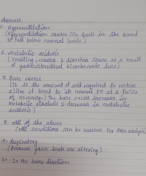 ednswess : Hyperventilation CHperventilation causes Co2 levels in the blood tofall below normal levels ) 5. 6. Metabolic aci