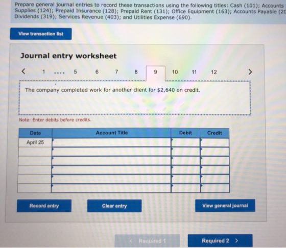 Prepare general journal entries to record these transactions using the following titles: Cash (101); Accounts Supplies (124);