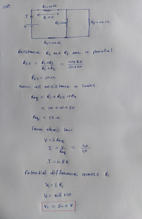 Ri=100 > T 8.ov R2-2013 R=2002 Ru=300 Resistance R2 and R3 are in parallel R23 u RzXR3 20x 20 R2 + R3 20420 R23 = 100 Now, al
