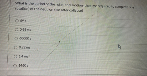 What is the period of the rotational motion (the time required to complete one rotation) of the neutron star after collapse?