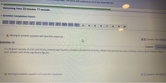 W e der. The timer will continue to run if you leave the test. Remaining Time: 22 minutes, 11 seconds. Question Completion St