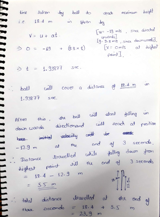 haigkt baU doach Jag e . 4m given u- -19 mls , sinco dzecded v- u+at Upwan [3-3.8mb , sice dow n conso pount^ うt= ¡.93877 sec