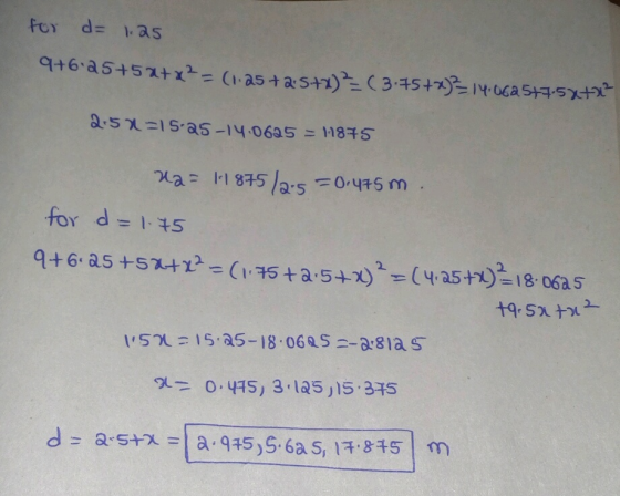 a 5 for d = 1.45 2.
