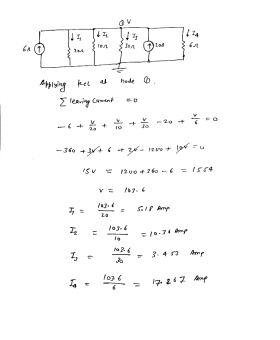 14 şior {300 D 200 şar } zor Applying kel at hode o. { leaving current zo -6+ x + = + = -20 + Ž=0 -360 +3V+5 +26 - 1200 + lor