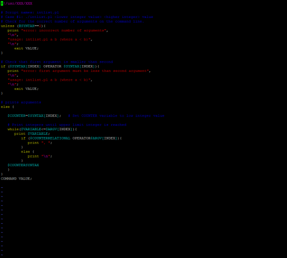 #!/usr/XXX/XXX # Script names: intlist.pl # Case #1: ./intlist.pl <lower integer value> <higher integer> value # Check for th