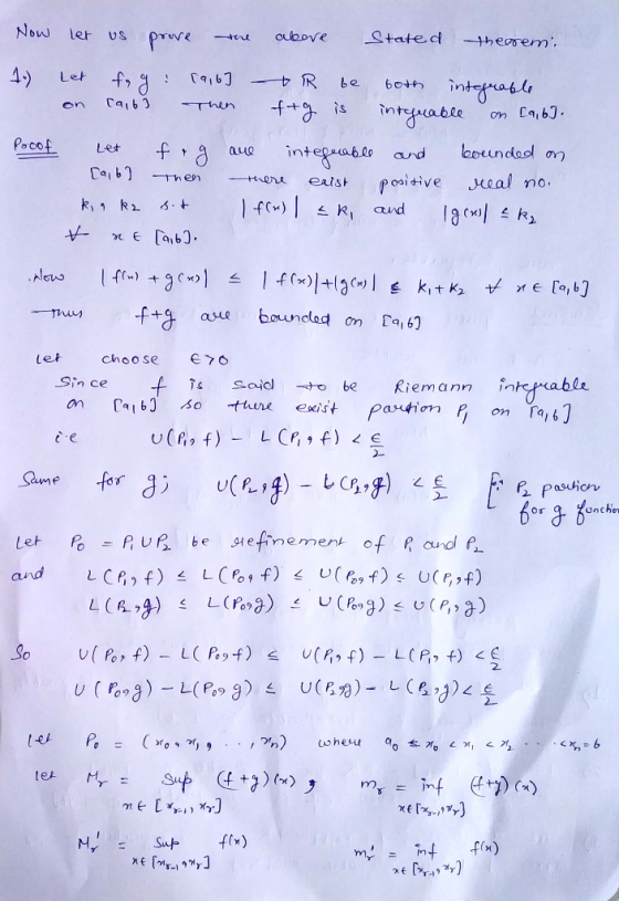 Now let us prove me above Stated theorem. 1.) let fag: 19,6] or be both integrable. on raibs Then ttg is integrable on 29,6).