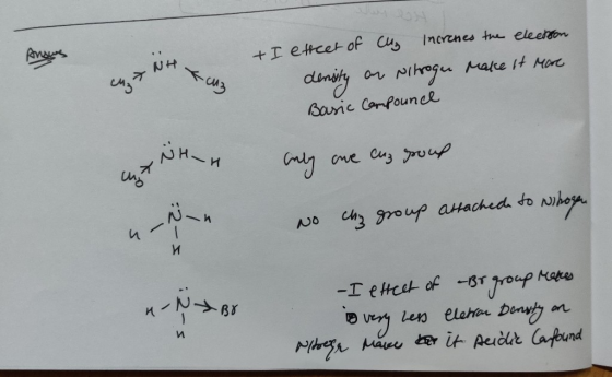 WH Kuz I etteet of Cup Incresses the electson denisty or Nitrogen make it more Basic Compounce 5 Only are cuz group :2-5 No c