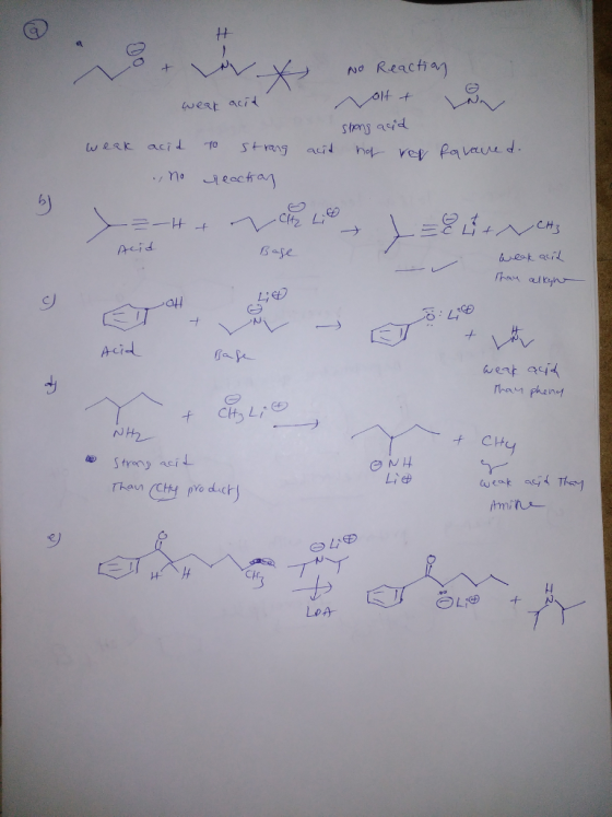 No Reactia 10 Acid Base 9) CE l+나 トト んent acid\ Ch リ Li