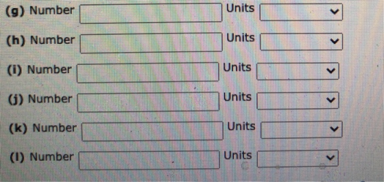 (g) Number Units (h) Number Units (i) Number Units 6) Number Units (k) Number Units (0) Number Units