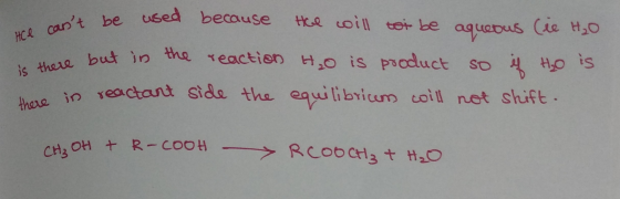 Ace cant be used becau aant be used because e but in the reaction there in reactant side the Hee will tot be aqueous (ee H₂