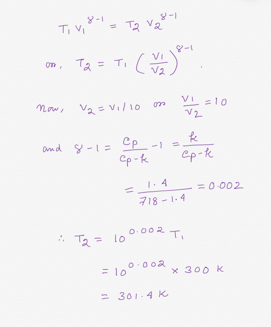 - ) 8 - ( Ti VI — Ta va - | VI Та = т (v V2 VI - 1 0 От now, V2=villo V2 Ср and 8-1= с -) Cp-k ep-k — 0.002 — 718 - 1. 4 О. O