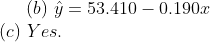 (0) g = 53.410 – 0.1907 (c) Yes.