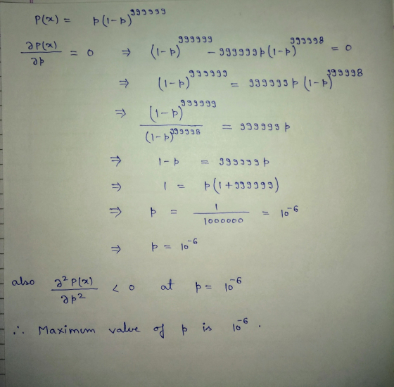 99999 P(x) = Þ(1-)3959 999999 999998 OP) ? = 0 = (1-b) - 999999” (1-5) + 7 (1-0)999999– 999999 € (1-1399998 (1–13999999 (1-51