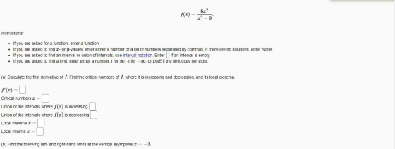 f(T) = 22 9 Instructions: • If you are asked for a function, enter a function. • If you are asked to find 2- or y-values, ent