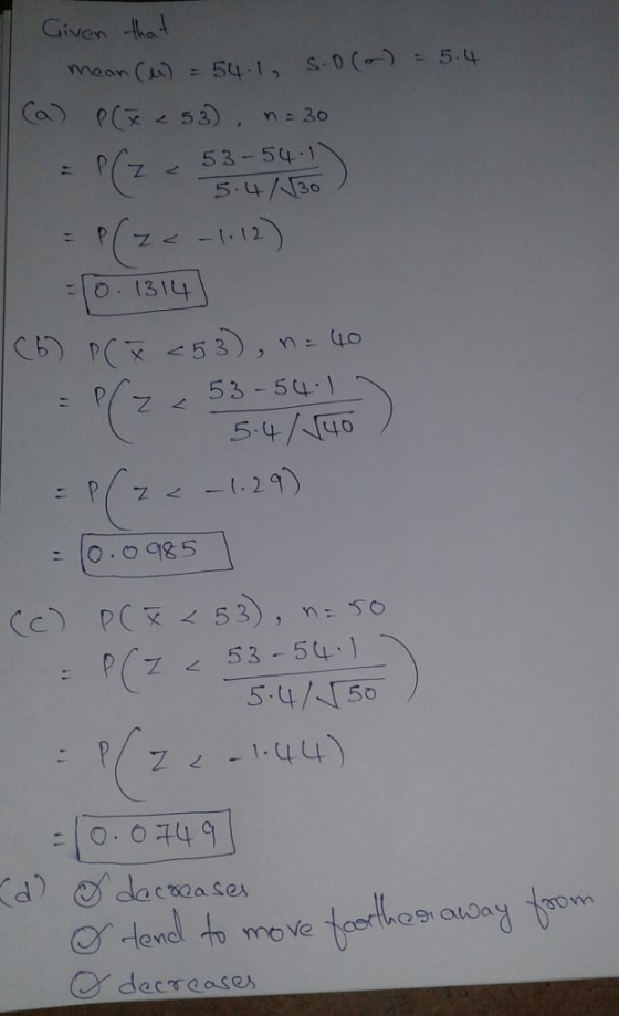 Given le 5-4/130 ะ10-1314 乙く一1.29 こ 10.0985 : P(7< 53-54-1 5.4/50