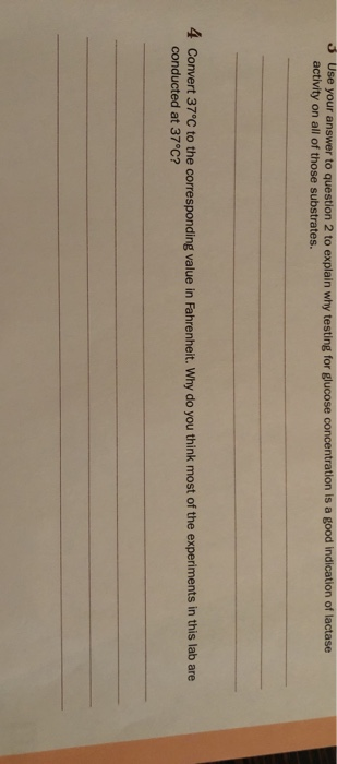 Use your answer to question 2 to explain why testing for glucose concentration is a good indication of lactase activity on al