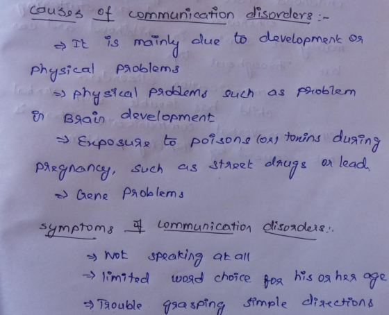 Causss oft communieation disorders :- i mainly alue to developmenk o Physical paoblems phy sical Pa oklems ouch nas poroblem