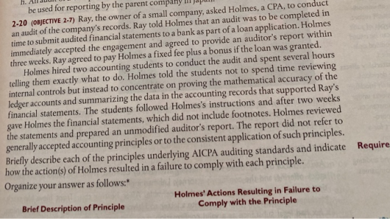 be used for reporting by the parent company ill a s 2-20 (OBJECTIVE 2-7) Ray, the owner of a small company, asked Holmes, a C