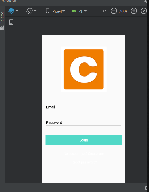 Preview 28 Pixel 20% > Email Password LOGIN Palette