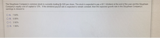 The Sisyphean Companys common stock is currently trading tfr 526 per share. The stock is expected to pay a 52.1 dividend at